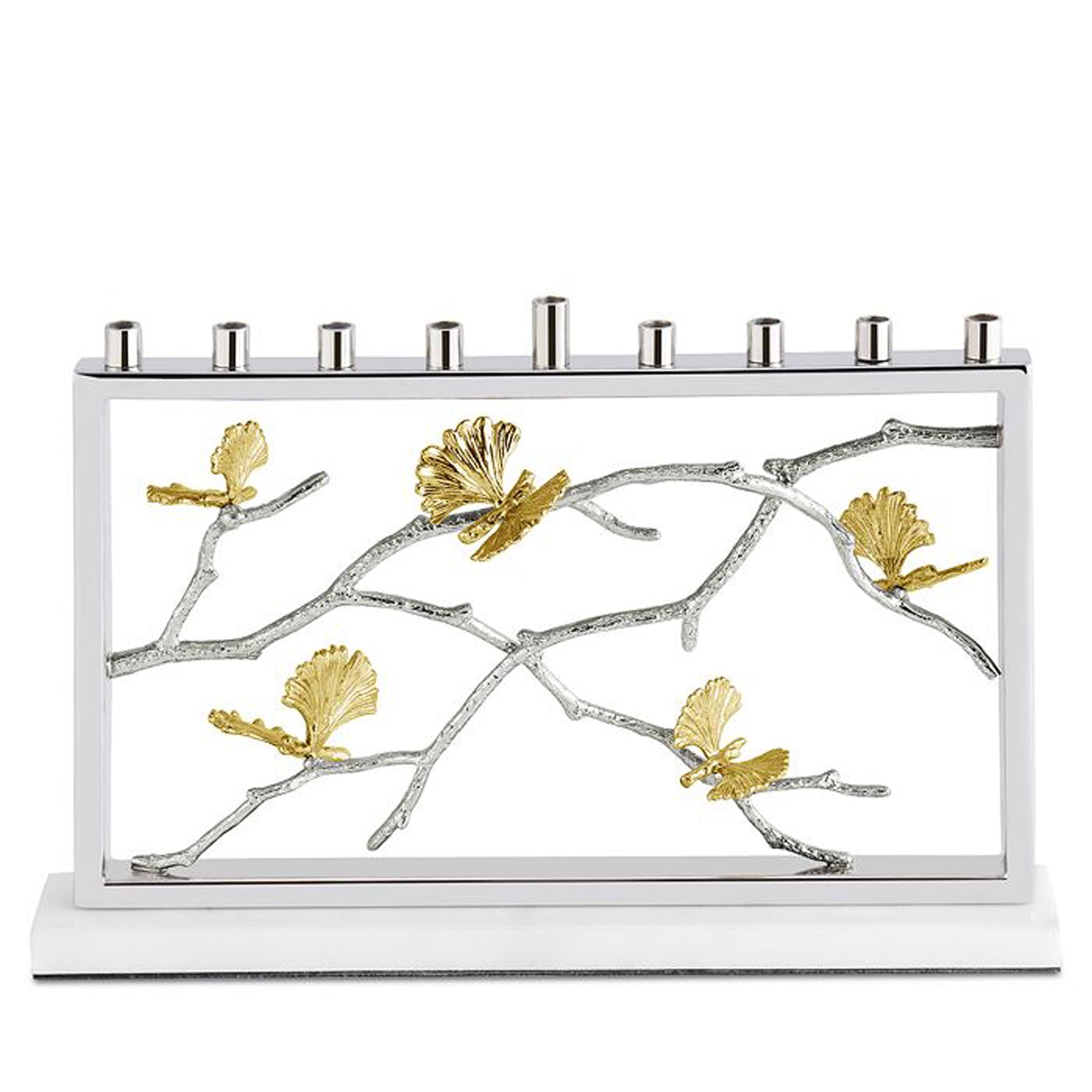 Butterfly Gingko Menorah - Petroff Gallery -  - Michael Aram - Butterfly Gingko Menorah, 12"L x 2"W x 8.5"H