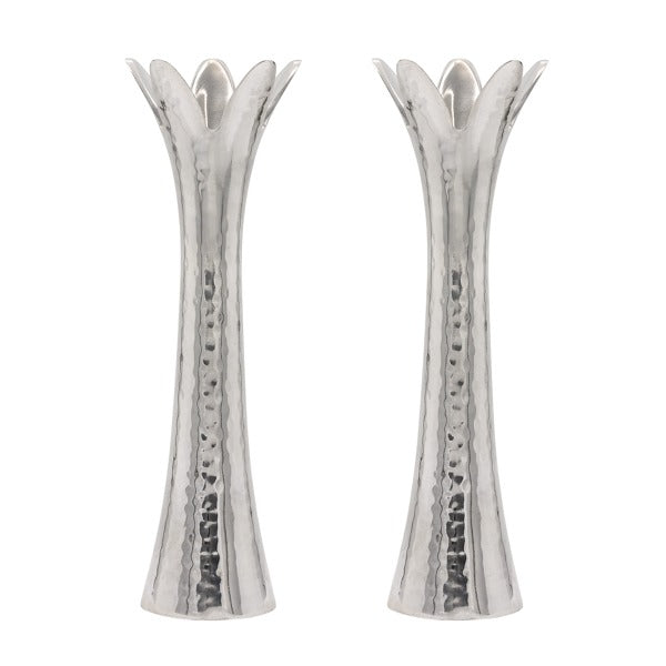 Yair Emanuel - Flower Candlesticks Silver, 9" tall