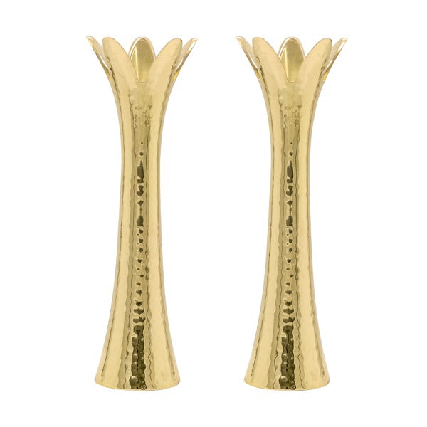 Yair Emanuel - Flower Candlesticks Gold, 9" tall