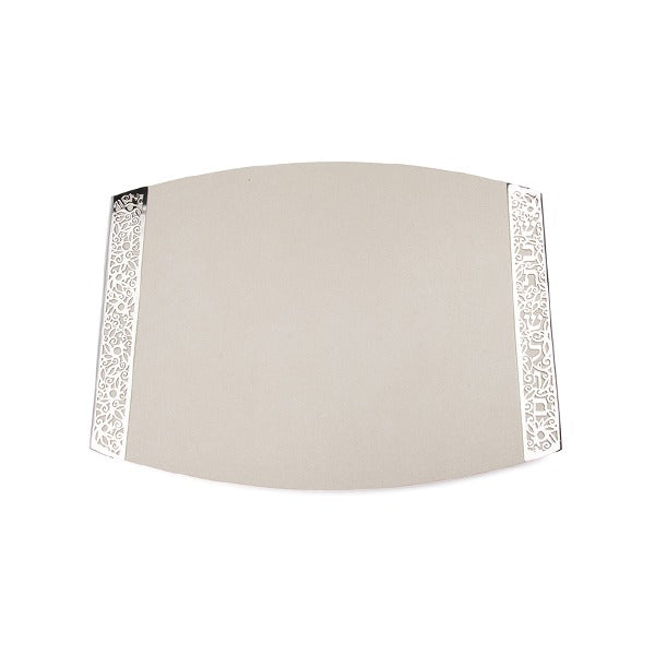 White Porcelain Challah Board with Metal Cutout - Petroff Gallery - Judaica Art