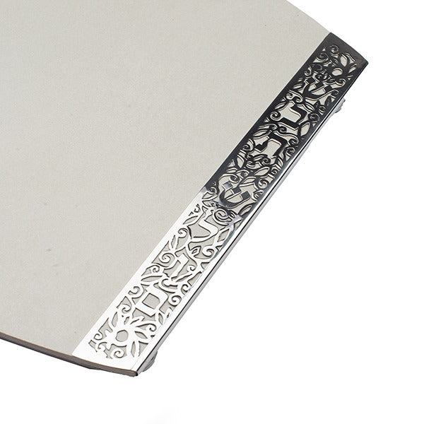 White Porcelain Challah Board with Metal Cutout - Petroff Gallery - Judaica Art