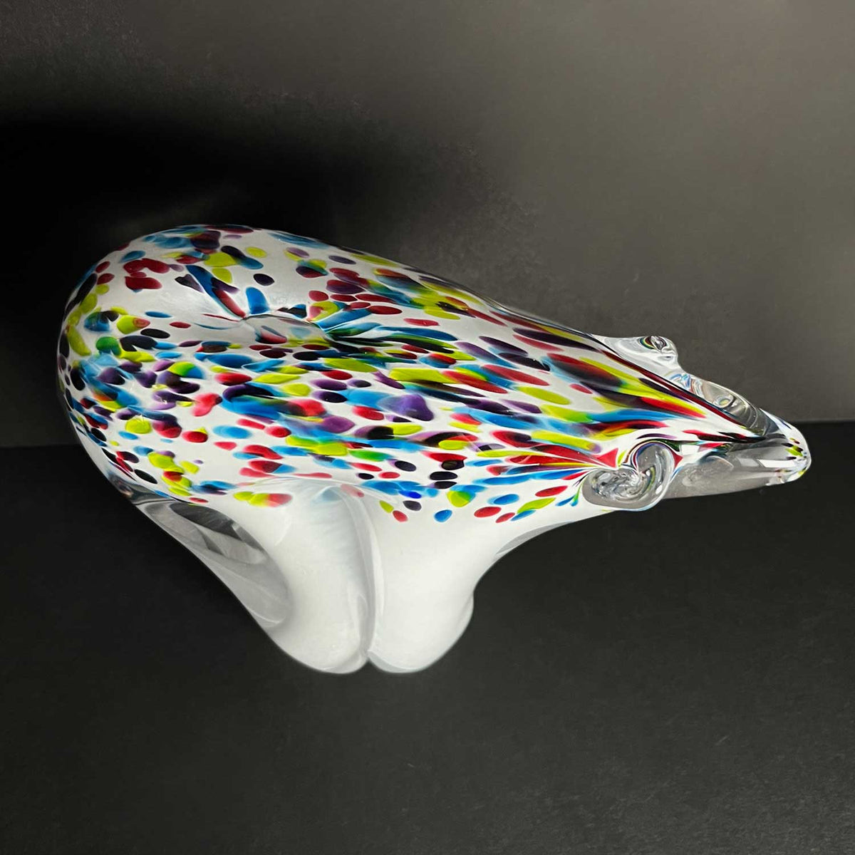 Borealis multicolour large bear (upper view)- Petroff Gallery - Glass Sculpture