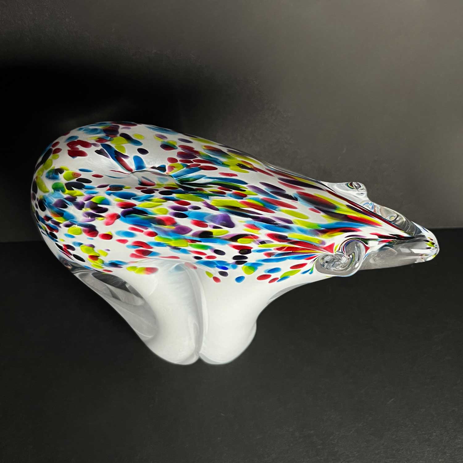 Borealis multicolour large bear (upper view)- Petroff Gallery - Glass Sculpture