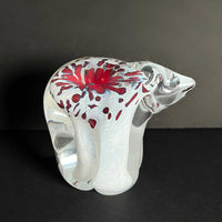 Red and White Small Bear - Petroff Gallery - Glass Sculpture