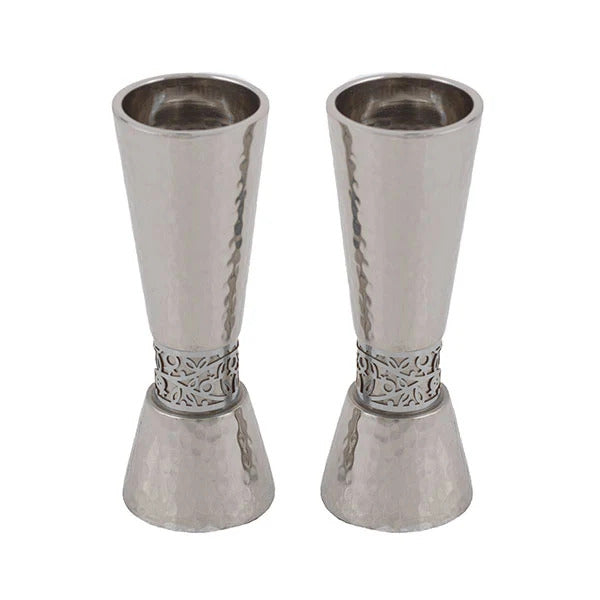 Lg Metal Cutout Pomegranate Candlesticks - Judaica - Petroff Gallery