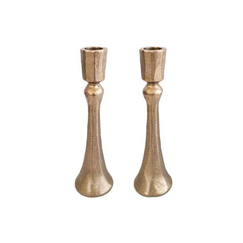 Medium Handmade Brass Candlesticks - Petroff Gallery - Judaica 
