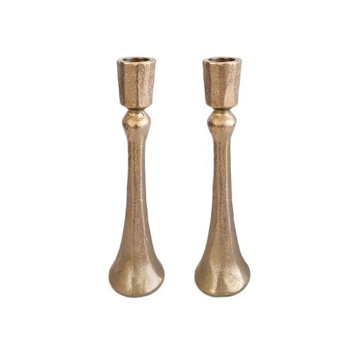 Large Handmade Brass Candlesticks - Petroff Gallery - Judaica 