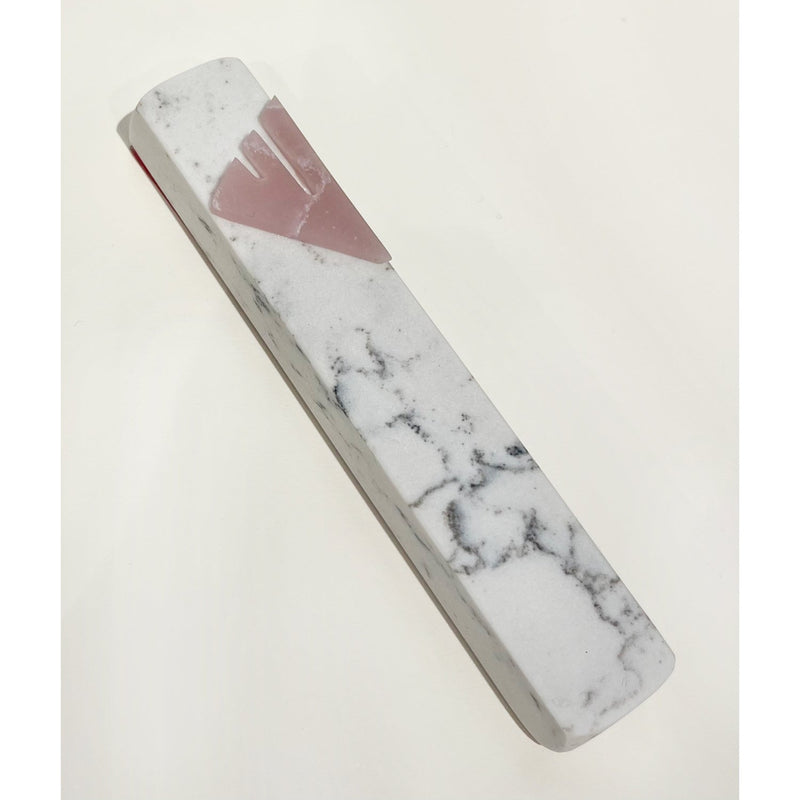 Cararra with Pink Shin Mezuzah - Petroff Gallery -  - Dovi Leventhal - Cararra with Pink Shin Mezuzah, 5" x 1"