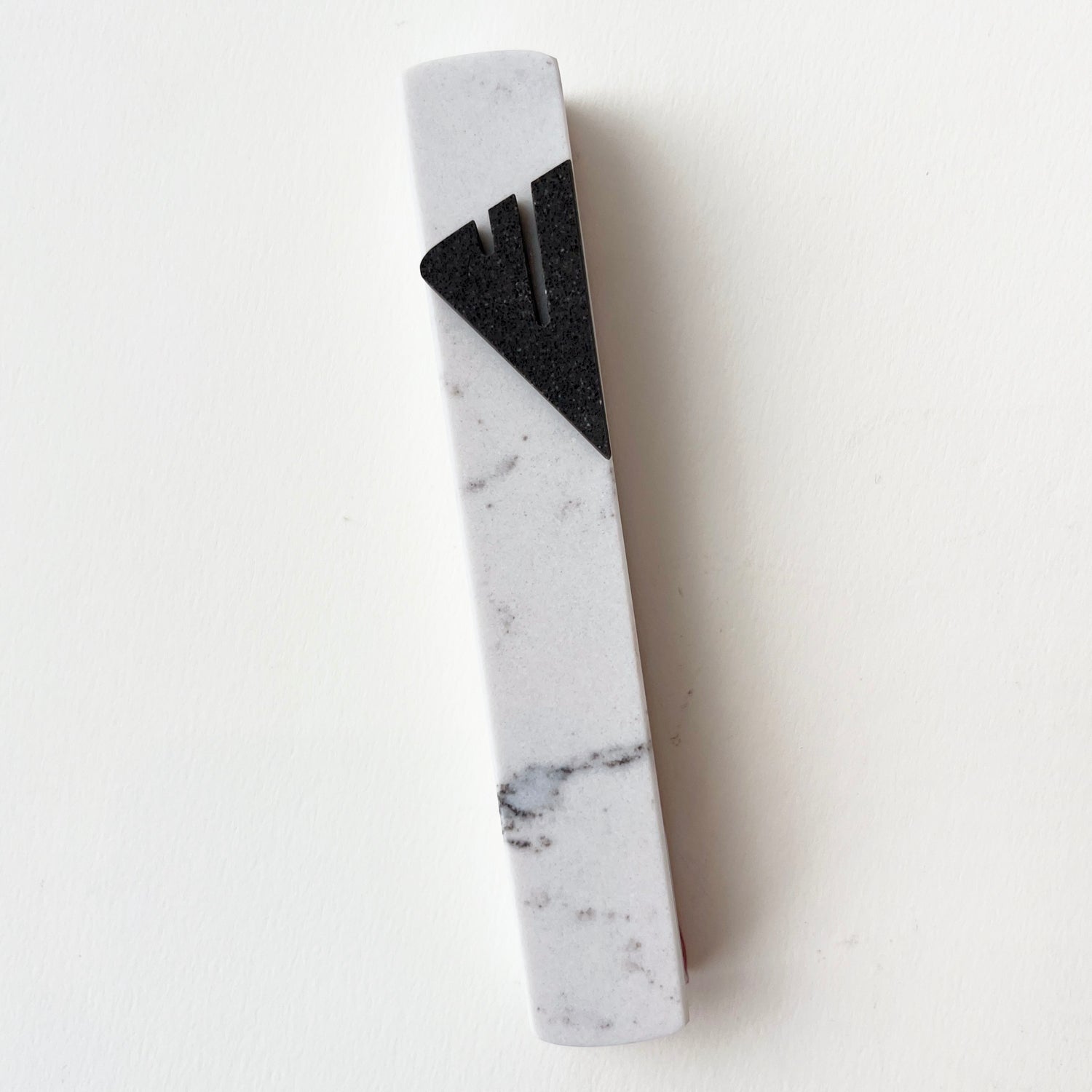 Carrara with Dark Grey  Shin Mezuzah - Petroff Gallery -  - 