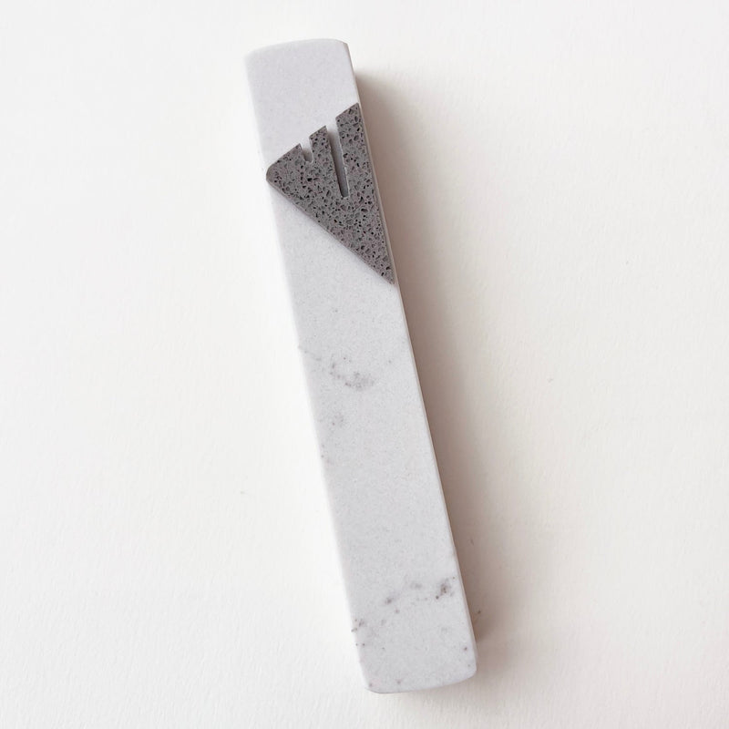 Carrara with Light Grey Shin Mezuzah - Petroff Gallery -  - 