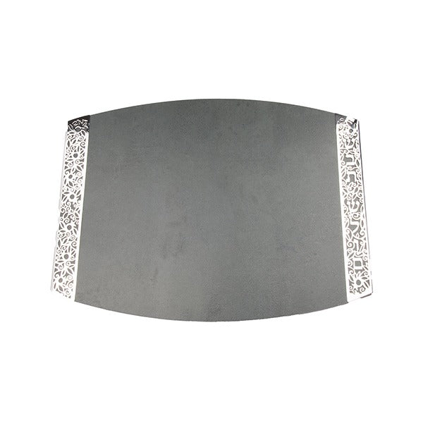 Grey Porcelain Challah Board and Hamotzi Metal Cutout - Petroff Gallery - Judaica