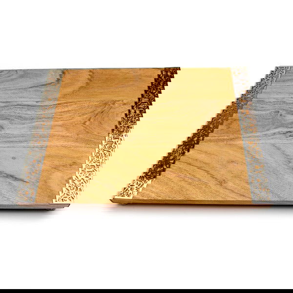 Wood Challah Board with Pomegranates Metal Cutout - Petroff Gallery - Judaica