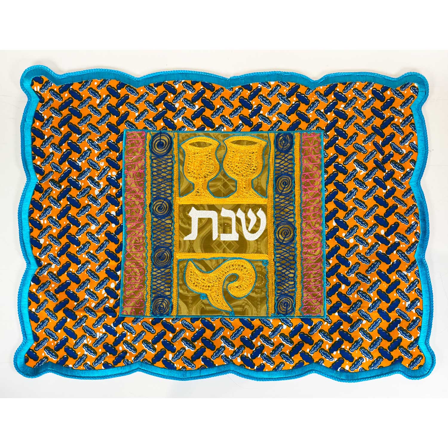 Challah Cover - Kiddush Cups - Petroff Gallery -  - House of Israel - Challah Cover Kiddush Cups, 16.5" x 22"