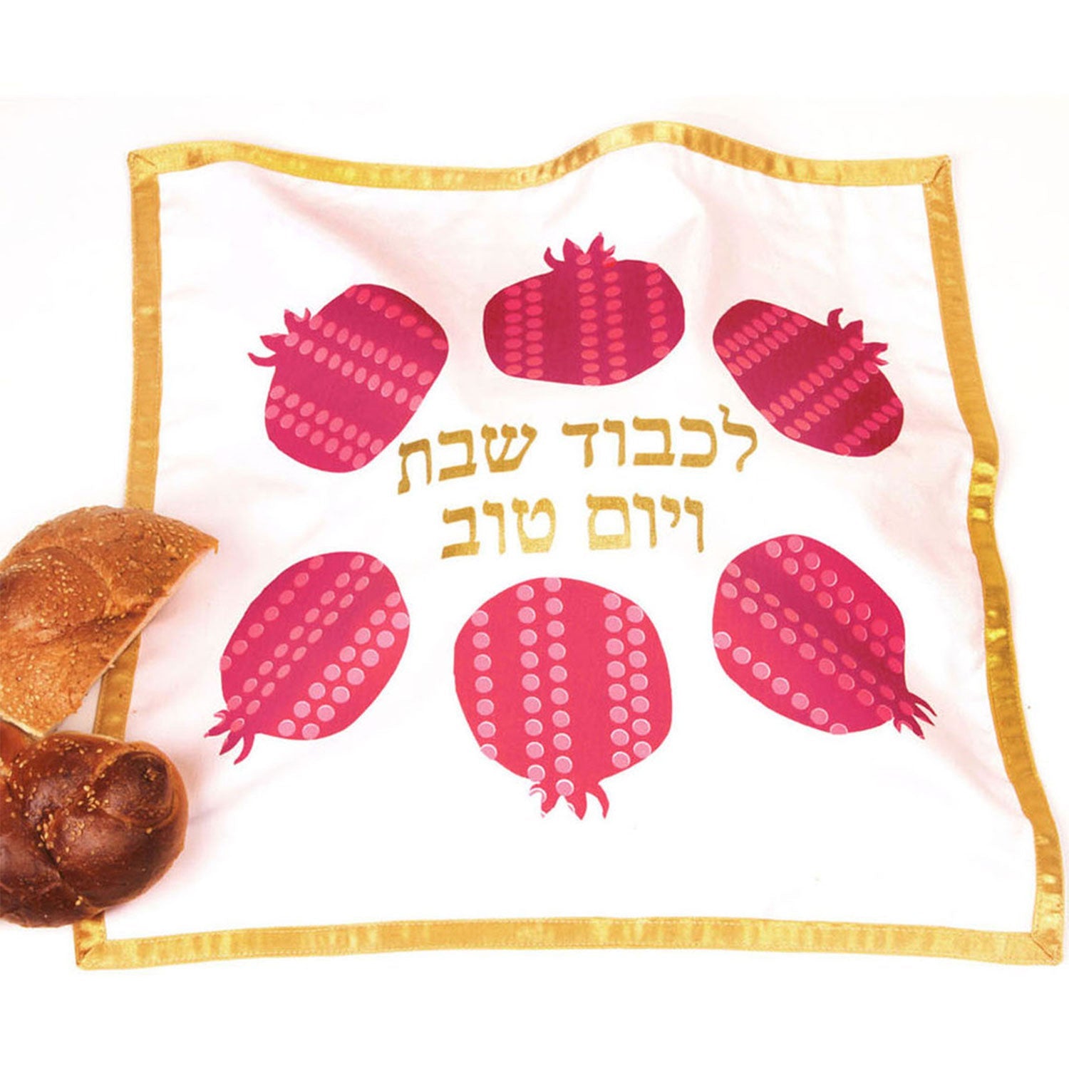 Challah Cover Red Pomegranate - Petroff Gallery -  - Barbara Shaw - Challah Cover Red Pomegranate