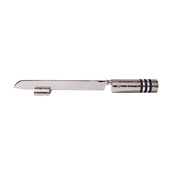 Challah Knife Black Rings - Petroff Gallery - Judaica