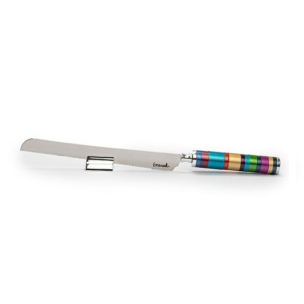 Challah Knife Full Rings Multicolour - Petroff Gallery - Judaica