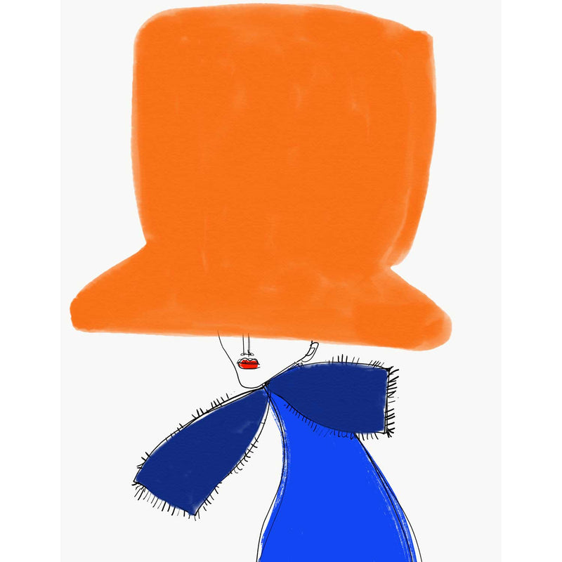 Chapeau Orange et Blue Bow 26" x 22" - Petroff Gallery - Painting
