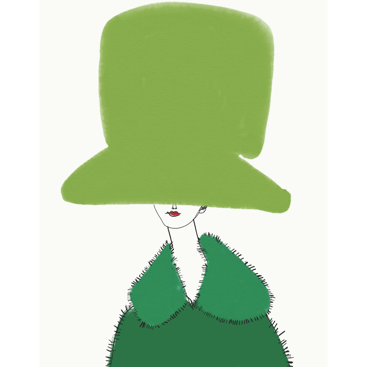 Annie Naranian - Chapeau Vert et Vert, 26" x 22"