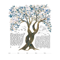 Cherry Blossoms Blue - Petroff Gallery - Ketubah