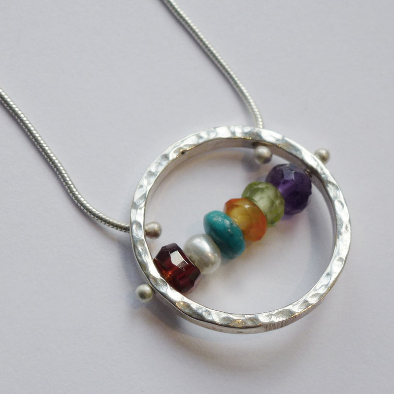 Circle Necklace with Multicolored Beads - Petroff Gallery