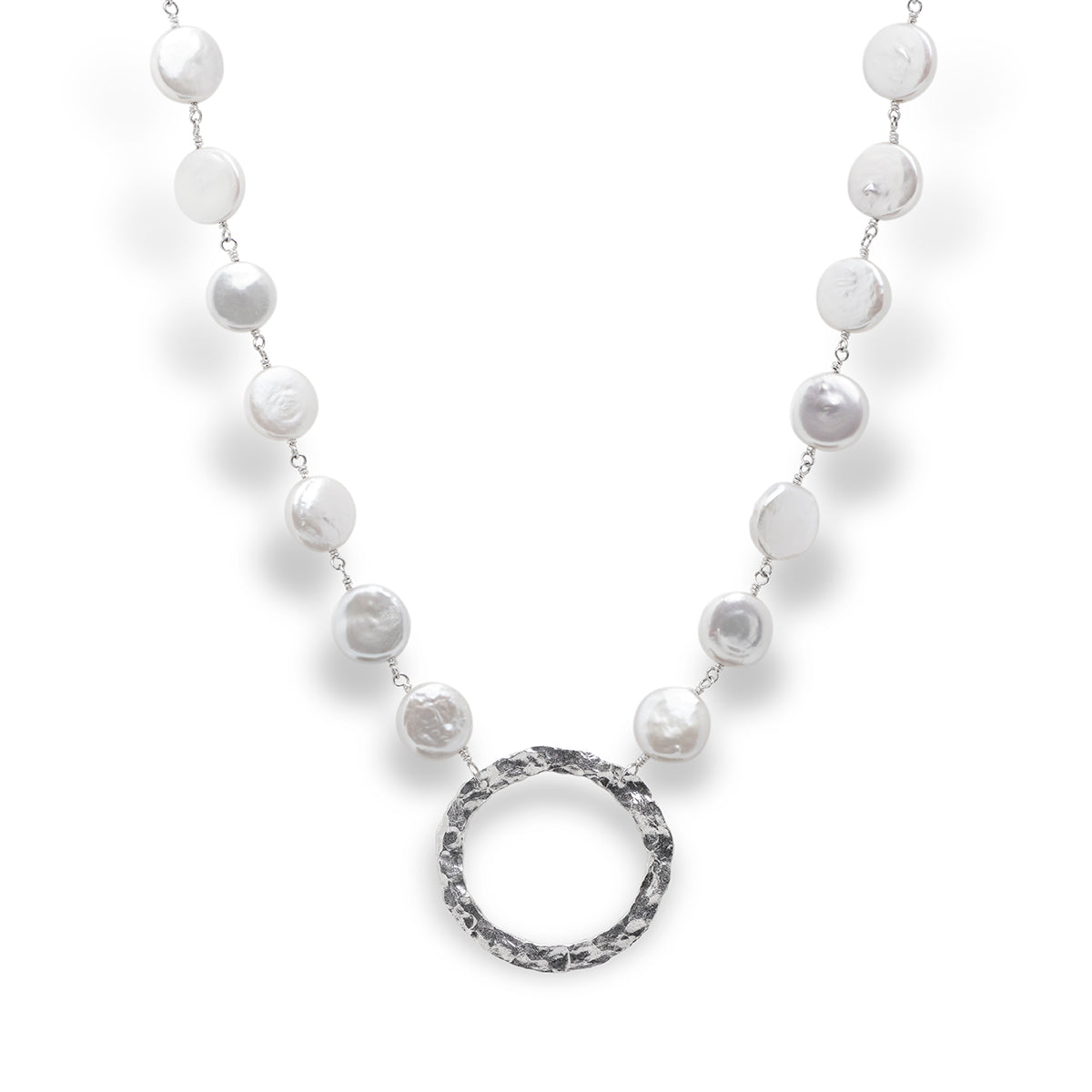 Circle White Coin Pearls Necklace - Petroff Gallery - Jewellery