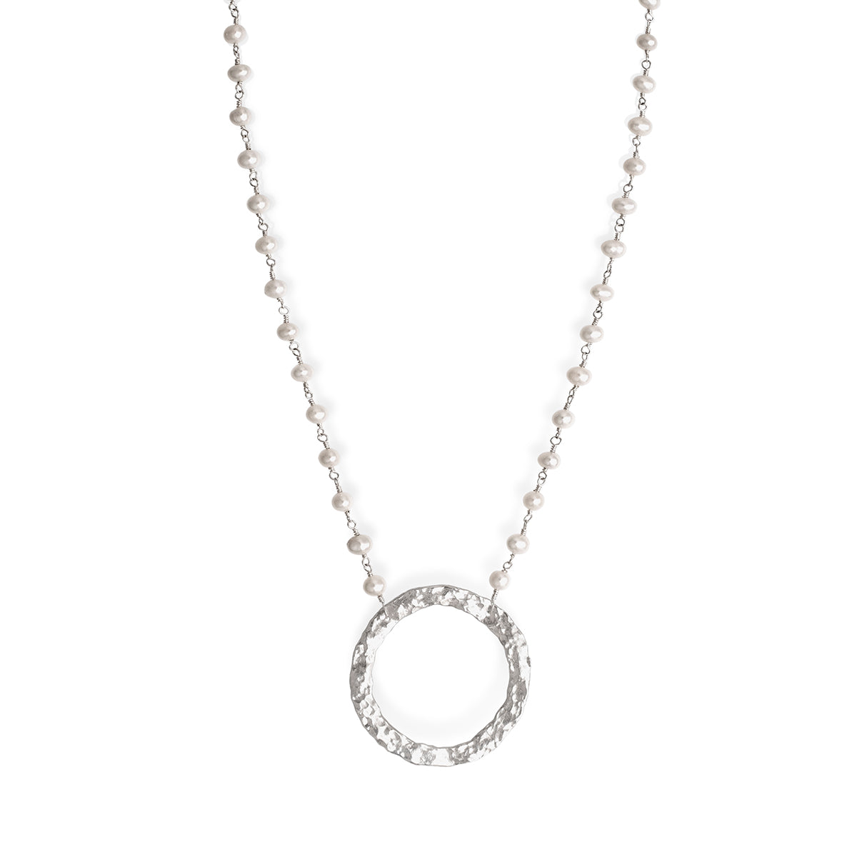 Circle with Small White Pearls Necklace - Petroff Gallery - Jewellery