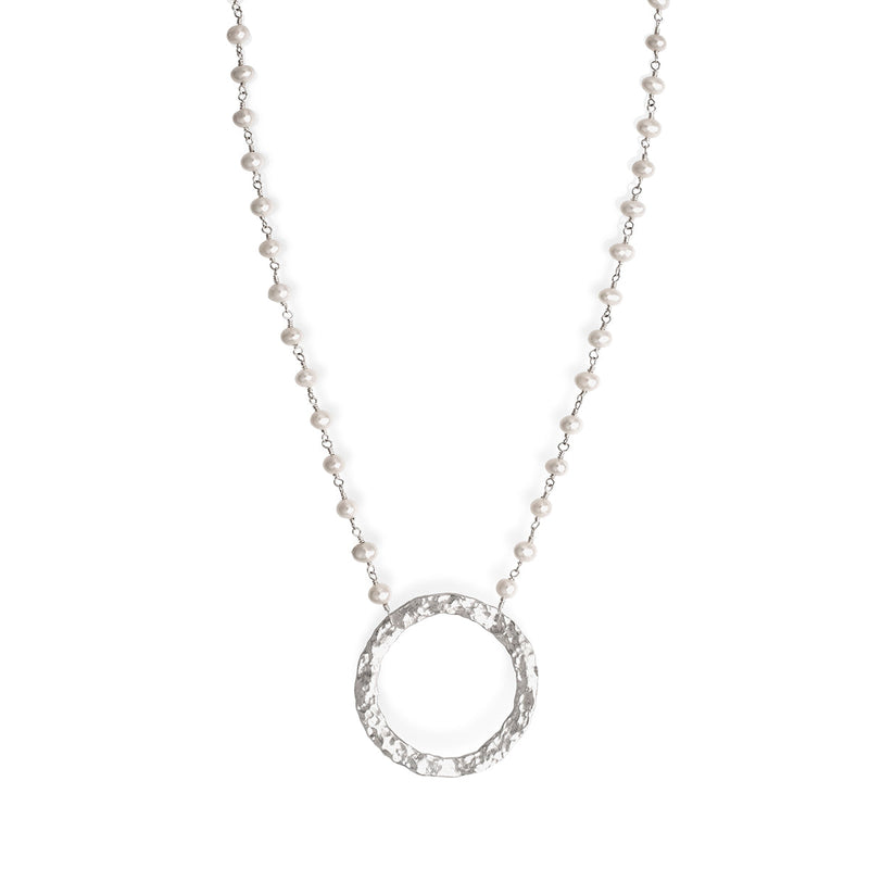 Circle with Small White Pearls Necklace - Petroff Gallery - Jewellery
