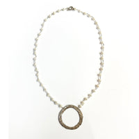 Circle with Small White Pearls Necklace - Petroff Gallery
