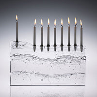 Clear Block Menorah - Petroff Gallery