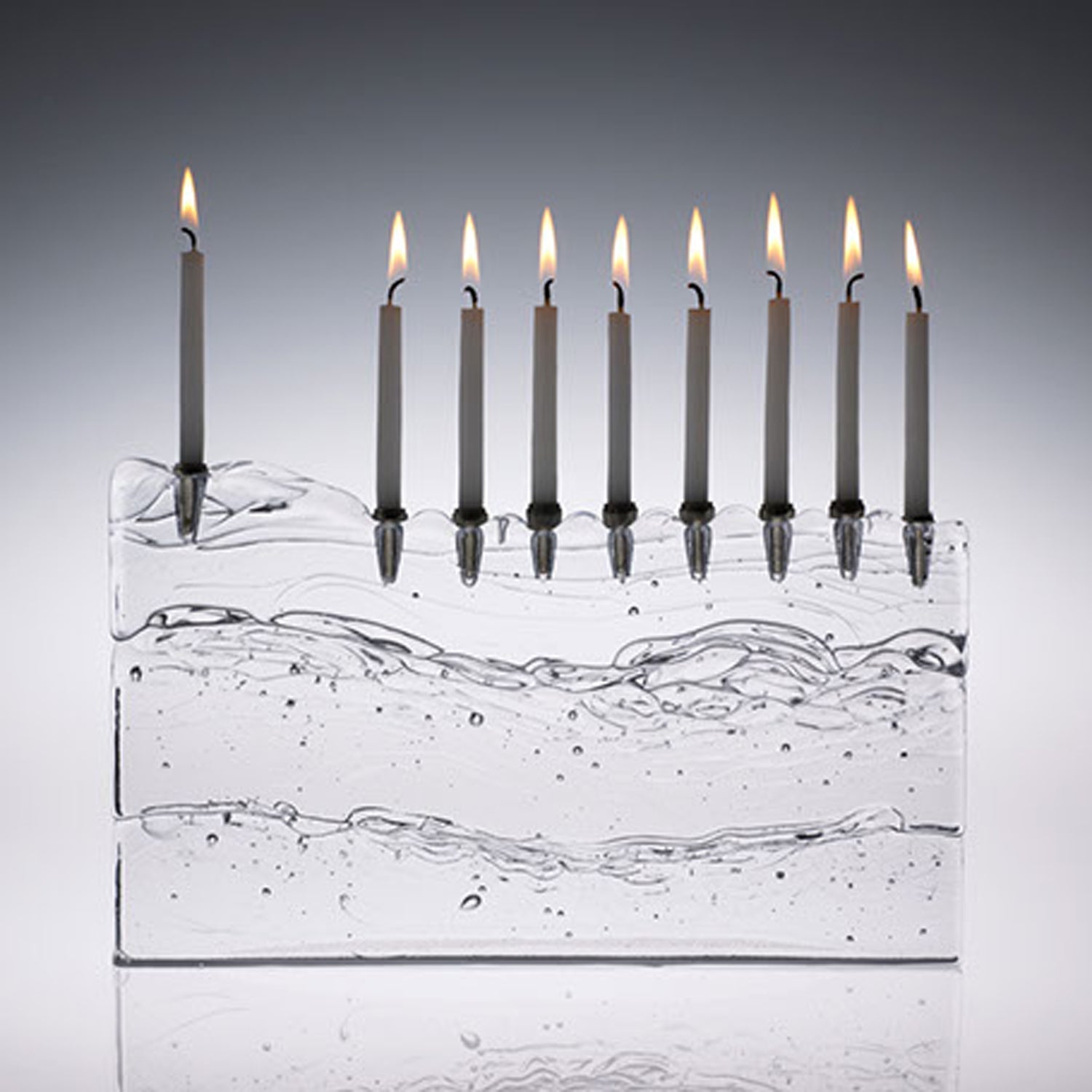 Clear Block Menorah - Petroff Gallery