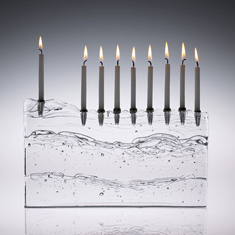 Clear Block Menorah - Petroff Gallery