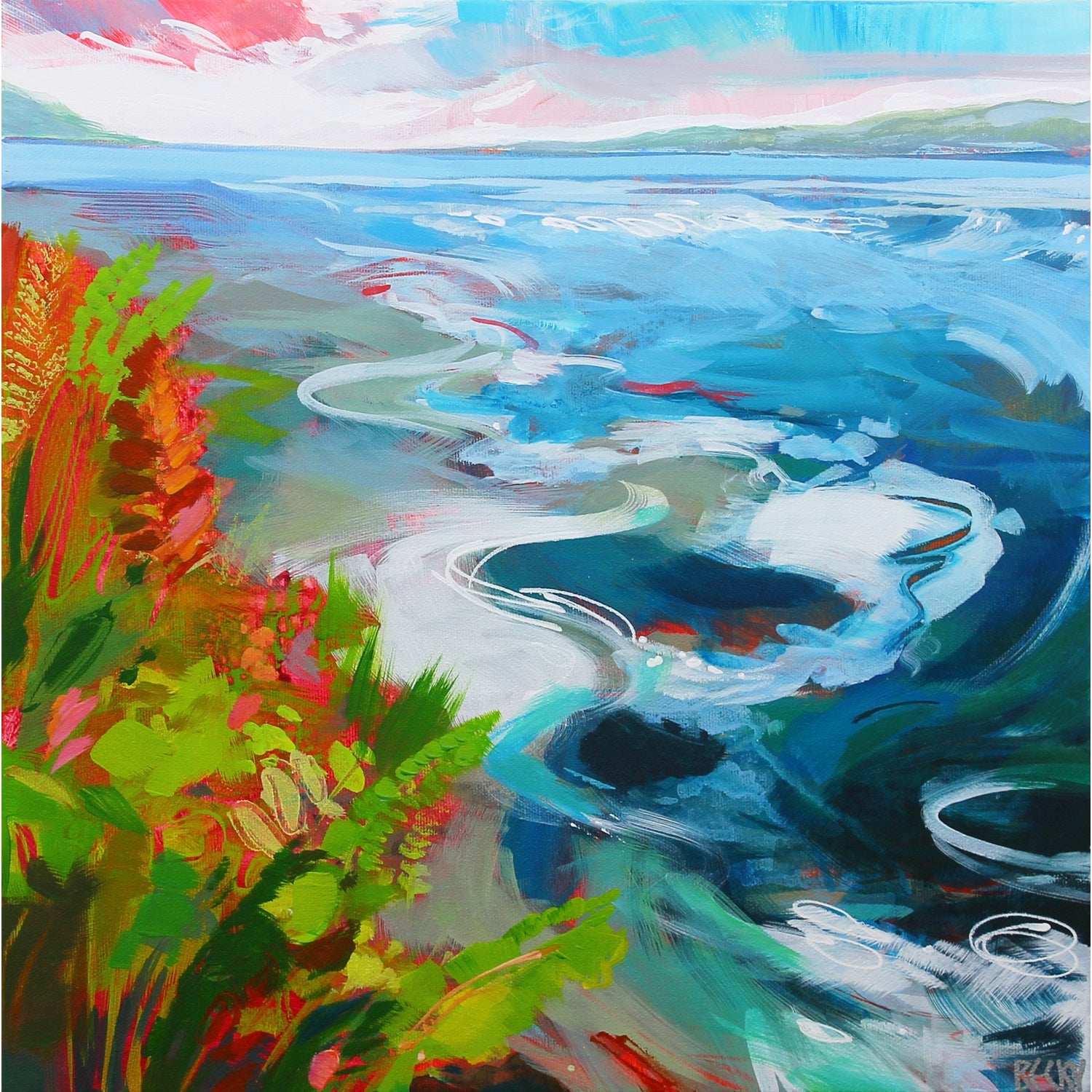 Coastline Oasis 14" x 14" - Petroff Gallery -  - Becky Holuk - Coastline Oasis, 14" x 14"