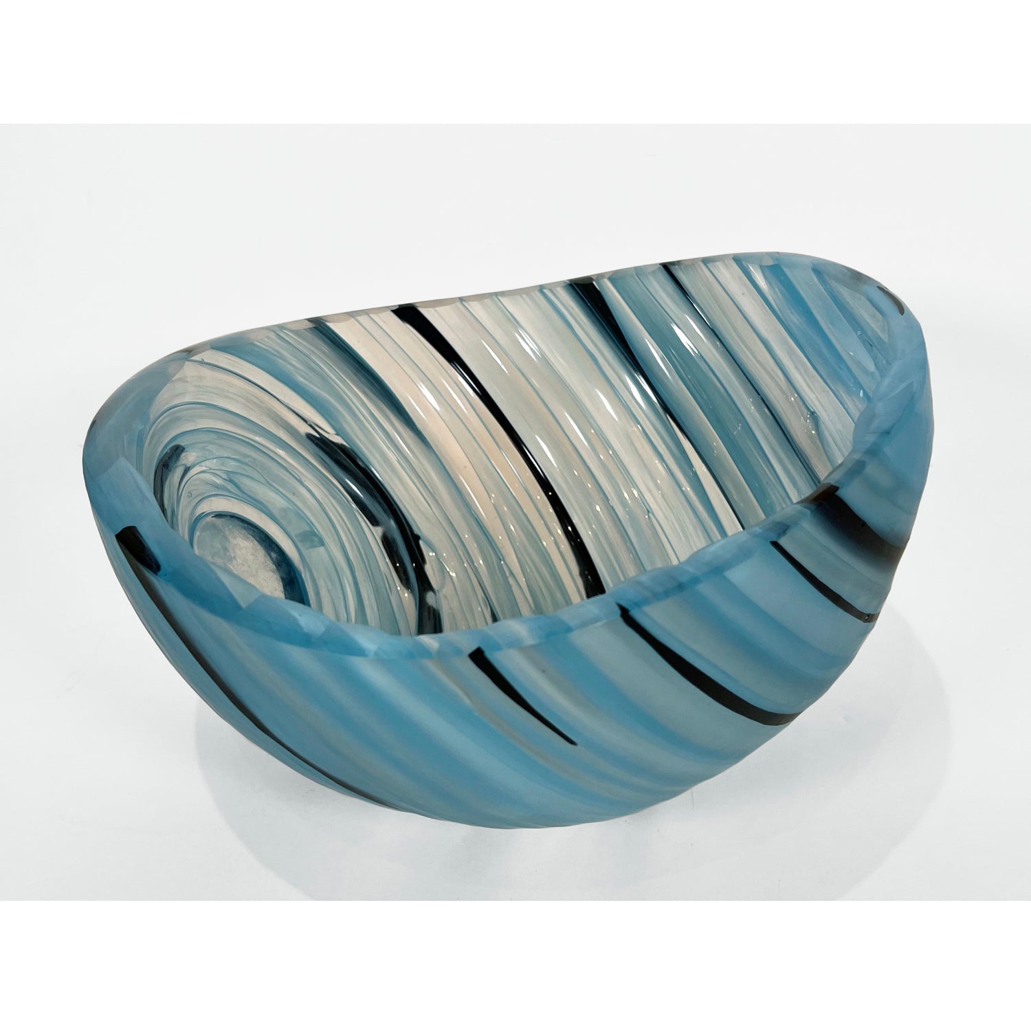 Coded Bowl Blue/Black Large - Petroff Gallery - Glass Art