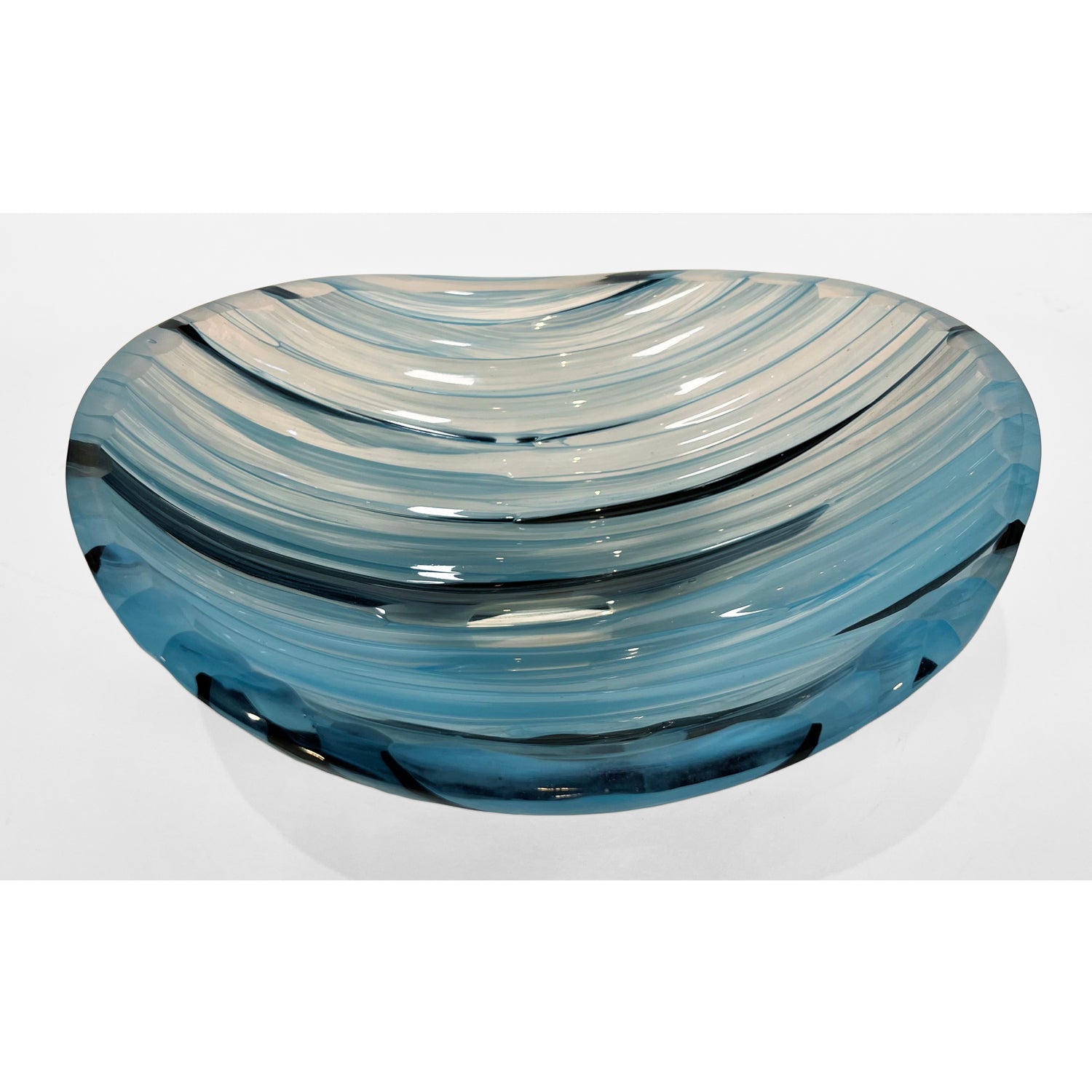 Coded Bowl Blue/Black Small - Petroff Gallery - Glass Art
