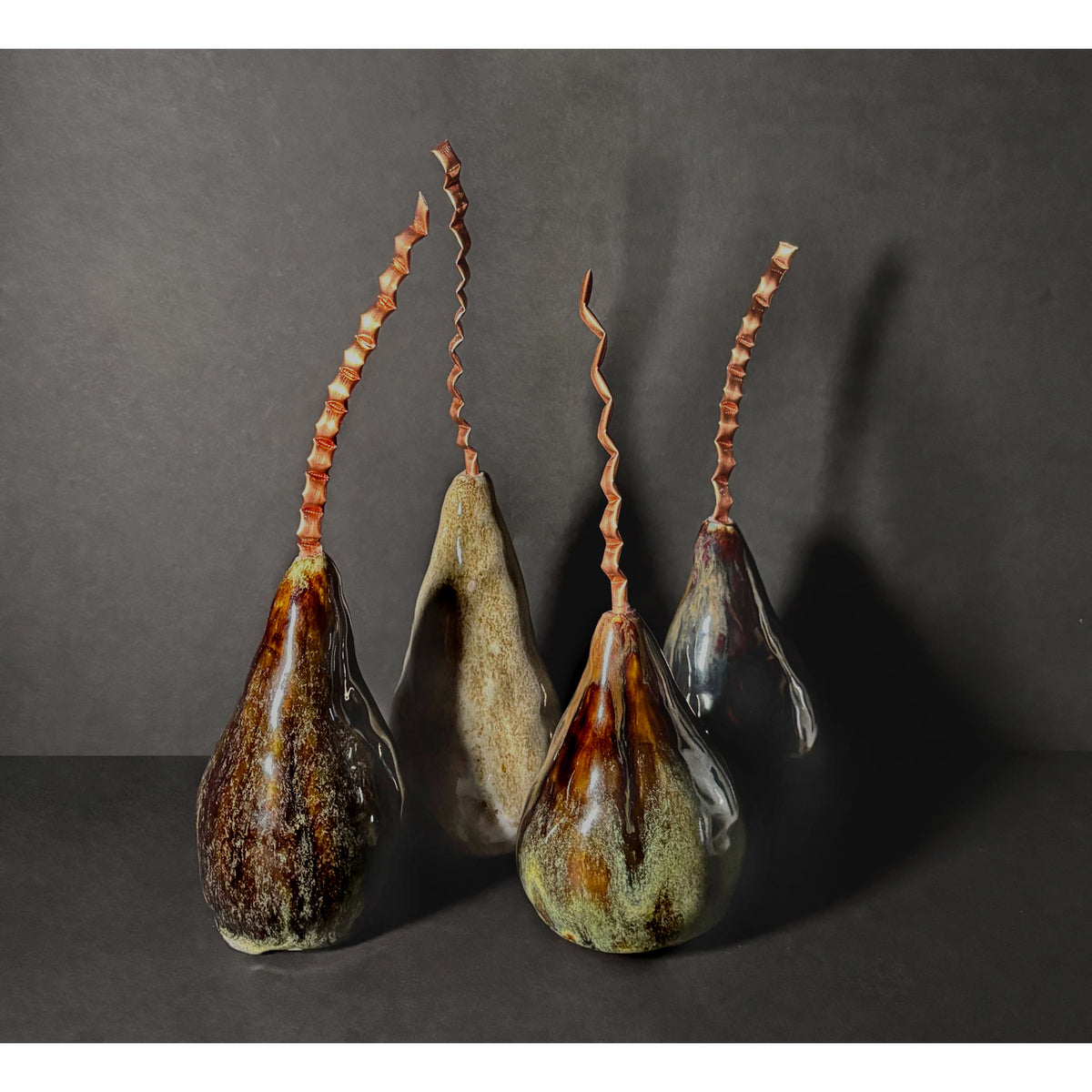 Dark Pear with Copper Stem 3 - Petroff Gallery - Ceramic Art