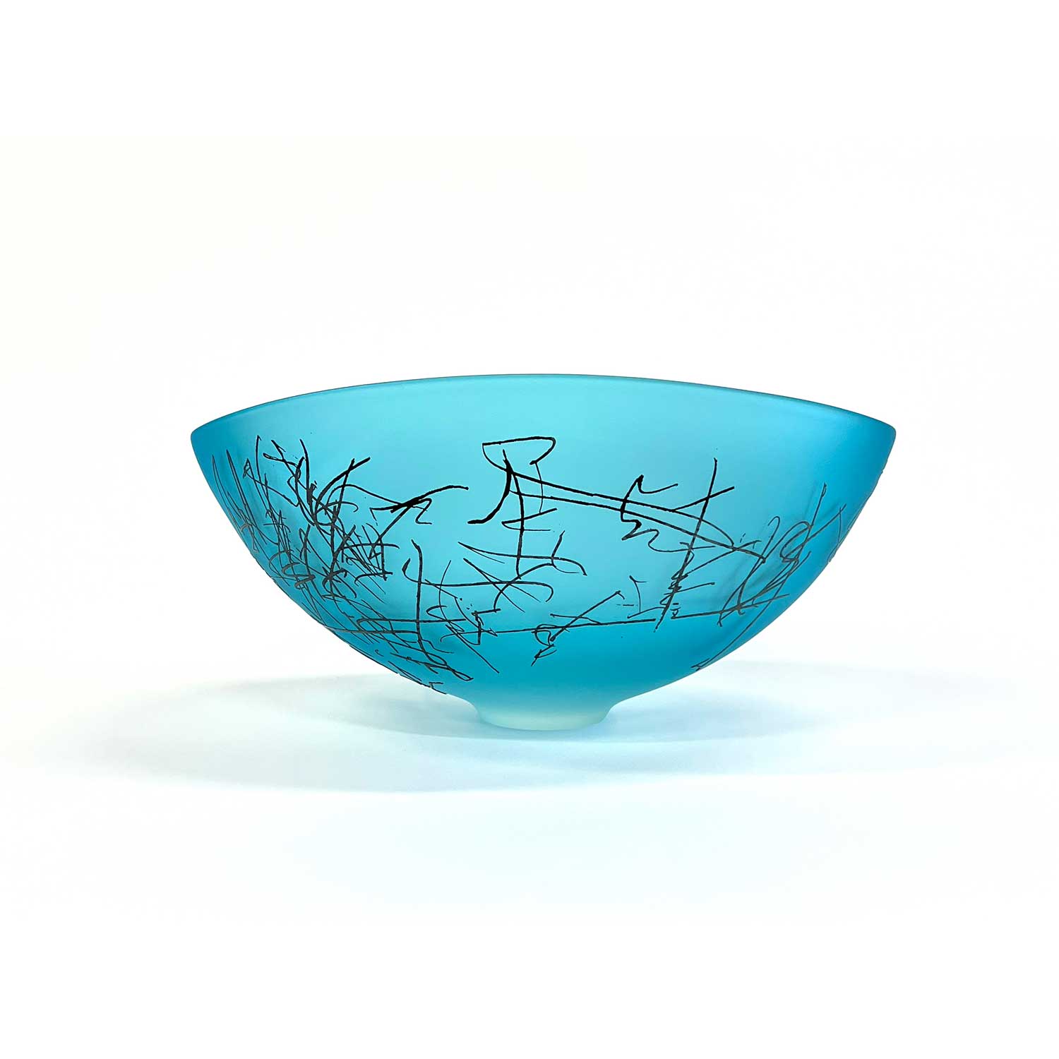 Copper Blue Scribe Bowl - Petroff Gallery -  - Goodman Studio - Copper Blue Scribe Bowl, 7"H x 14.5"W x 10"L