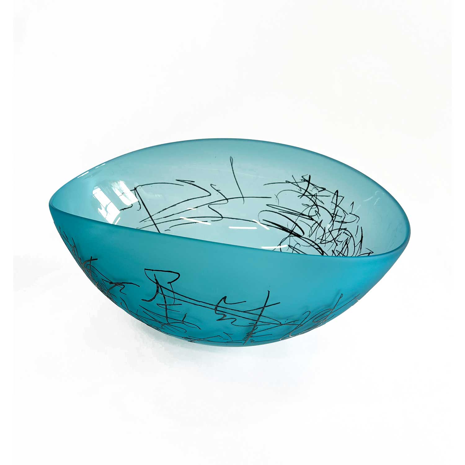 Copper Blue Scribe Bowl - Petroff Gallery -  - Goodman Studio - Copper Blue Scribe Bowl, 7"H x 14.5"W x 10"L