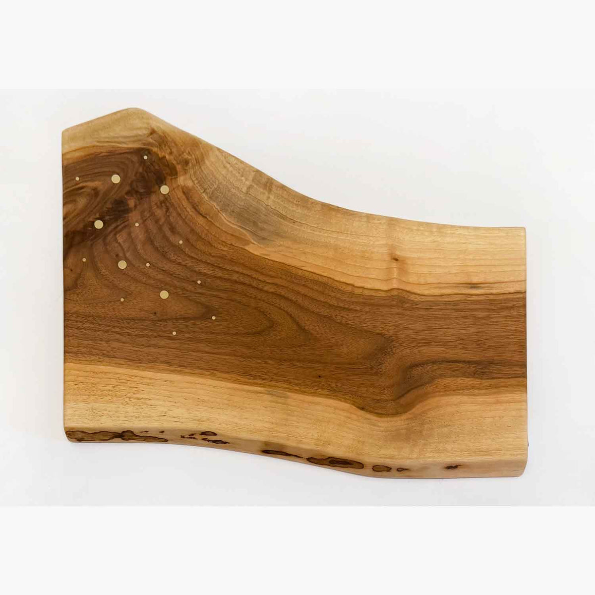 Board with Brass 1 Top View - Petroff Gallery - Wood Art