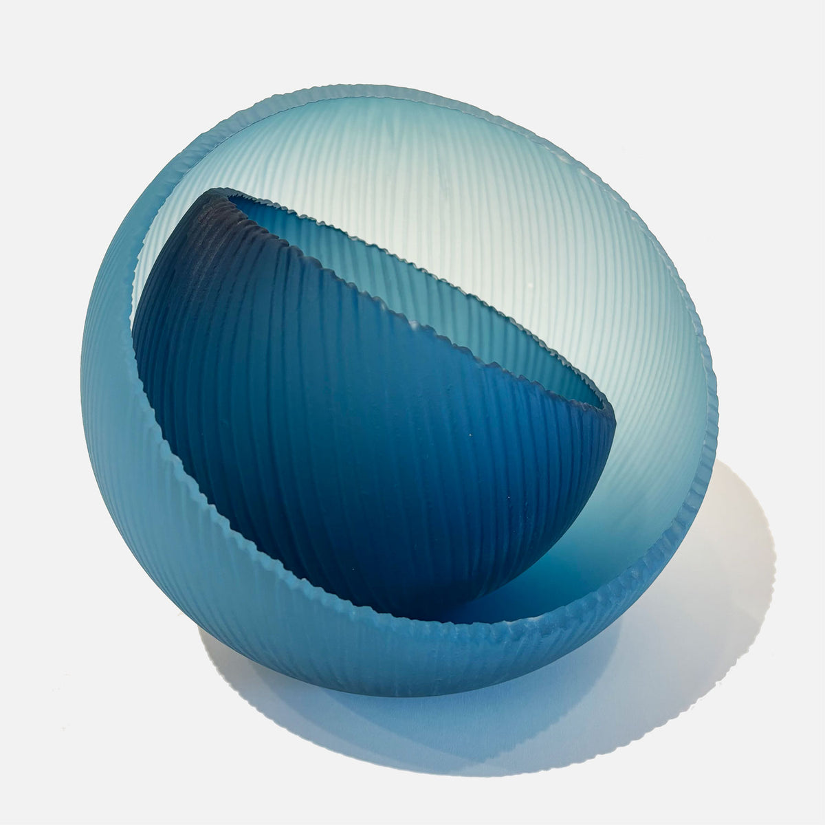 Teal and Aqua Nestle Orb 9.5" - Petroff Gallery - Glass Art