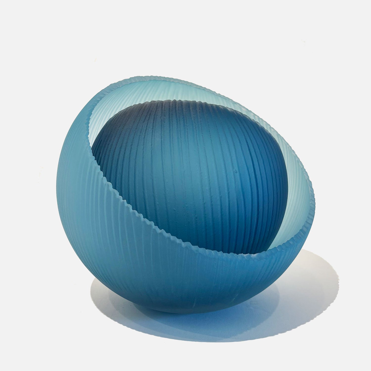 Teal and Aqua Nestle Orb 9.5" - Petroff Gallery - Glass Art