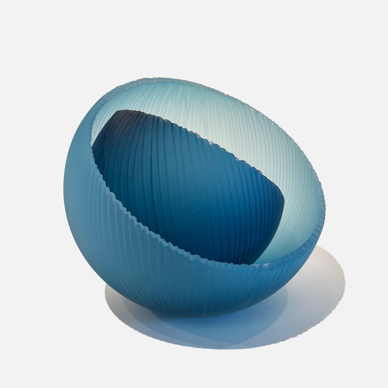 Teal and Aqua Nestle Orb 9.5" - Petroff Gallery - Glass Art
