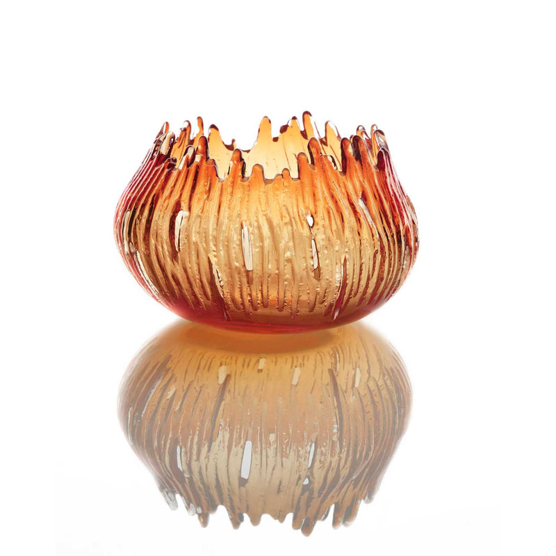 Polished Cherry Flame Orb 6.5" - Petroff Gallery - Glass Art