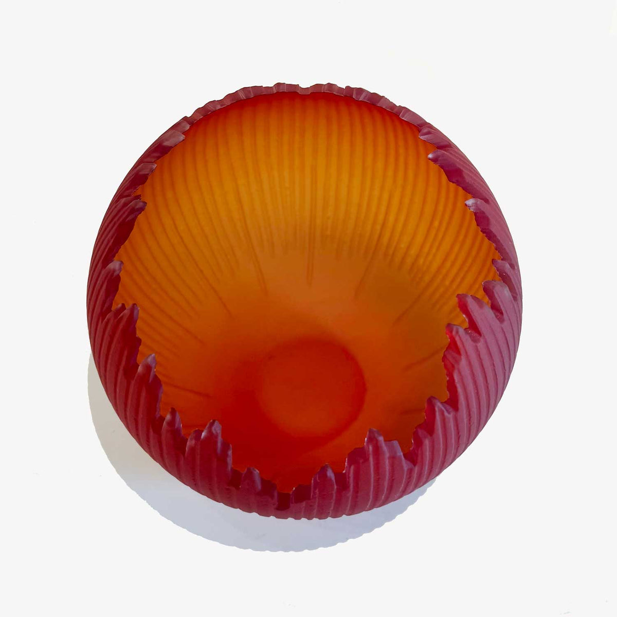 Cherry Orb 8" Top View - Petroff Gallery - Glass Art
