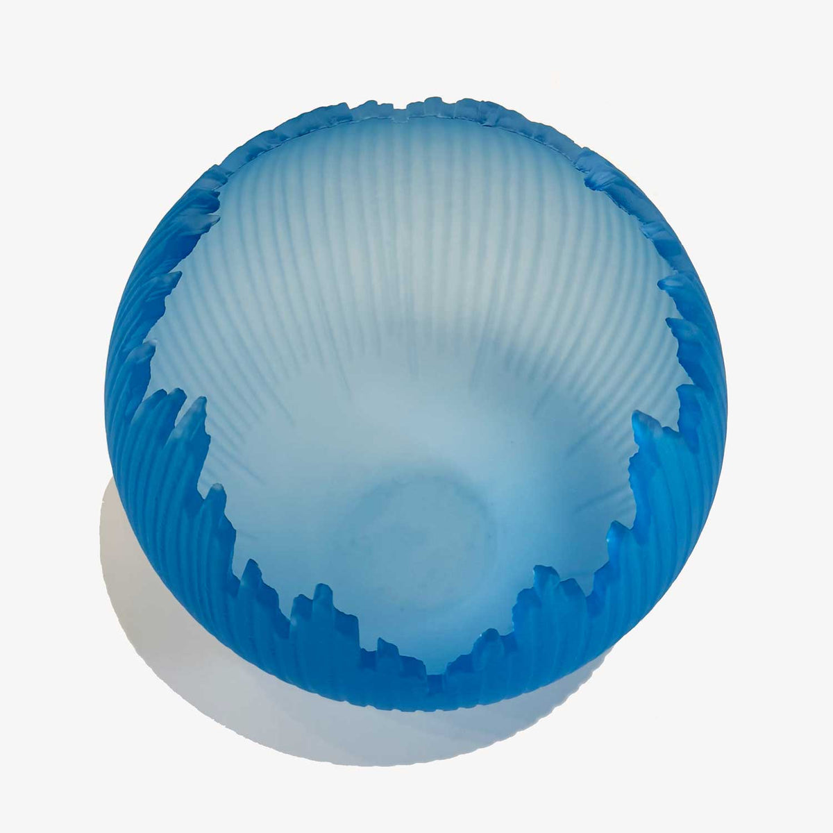 Aqua Orb 8" Top View - Petroff Gallery - Glass Art