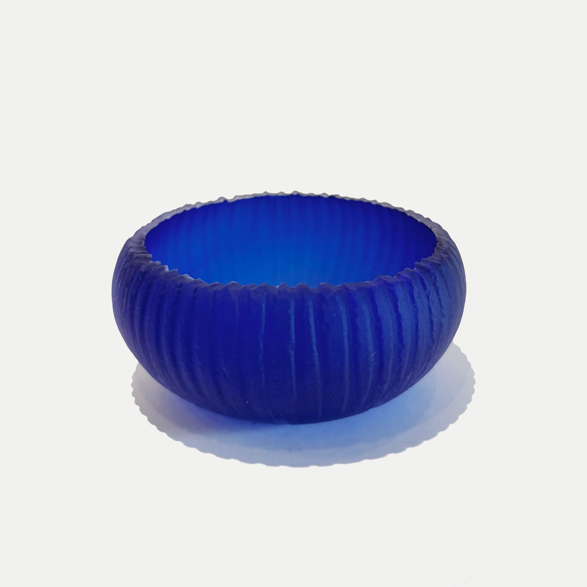 Cobalt Saw Carved Bowl 1 - Petroff Gallery - Glass Art