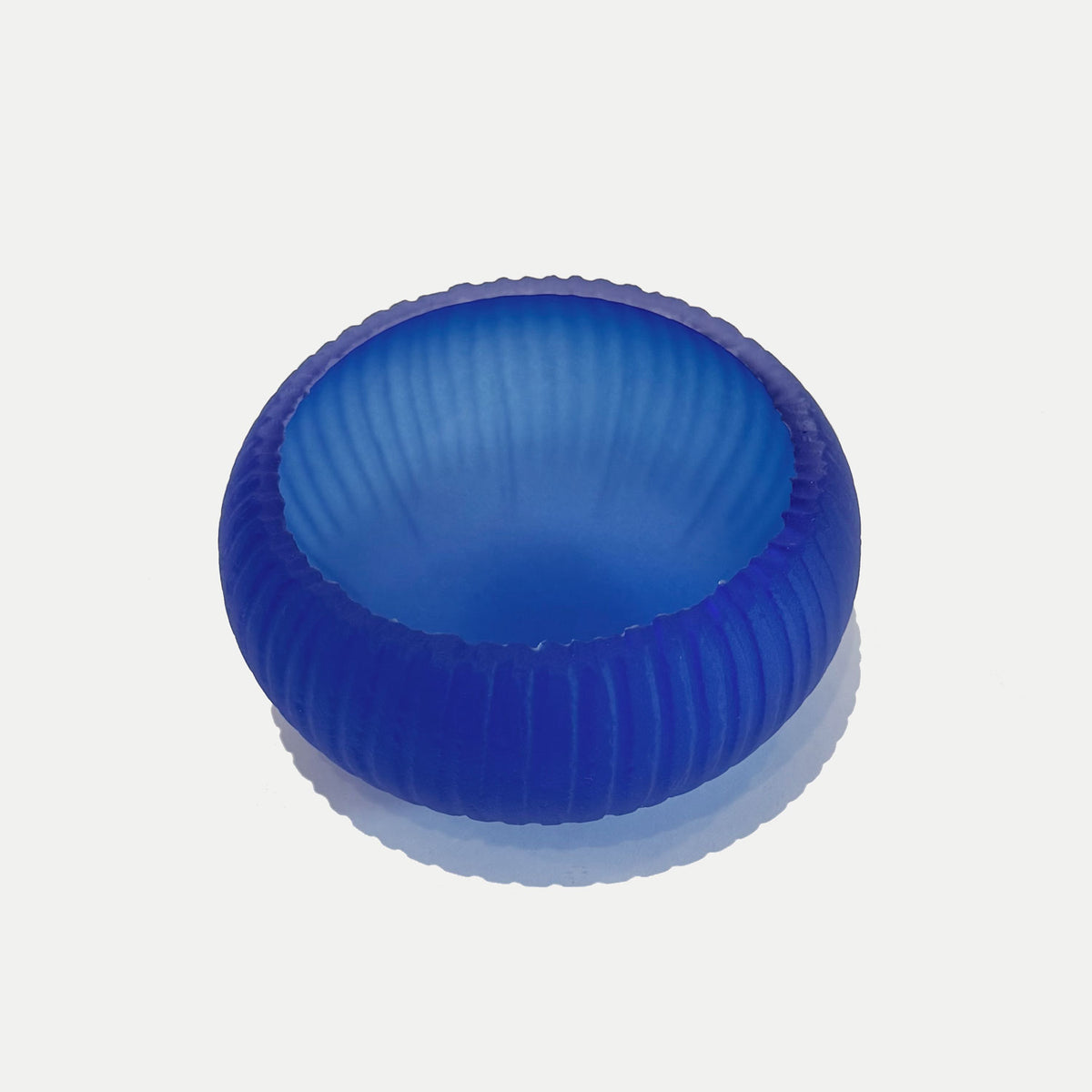 Cobalt Saw Carved Bowl 2 Top View - Petroff Gallery - Glass Art