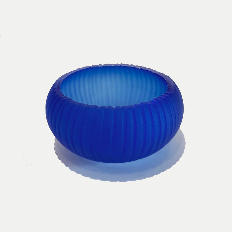Cobalt Saw Carved Bowl 2 - Petroff Gallery - Glass Art