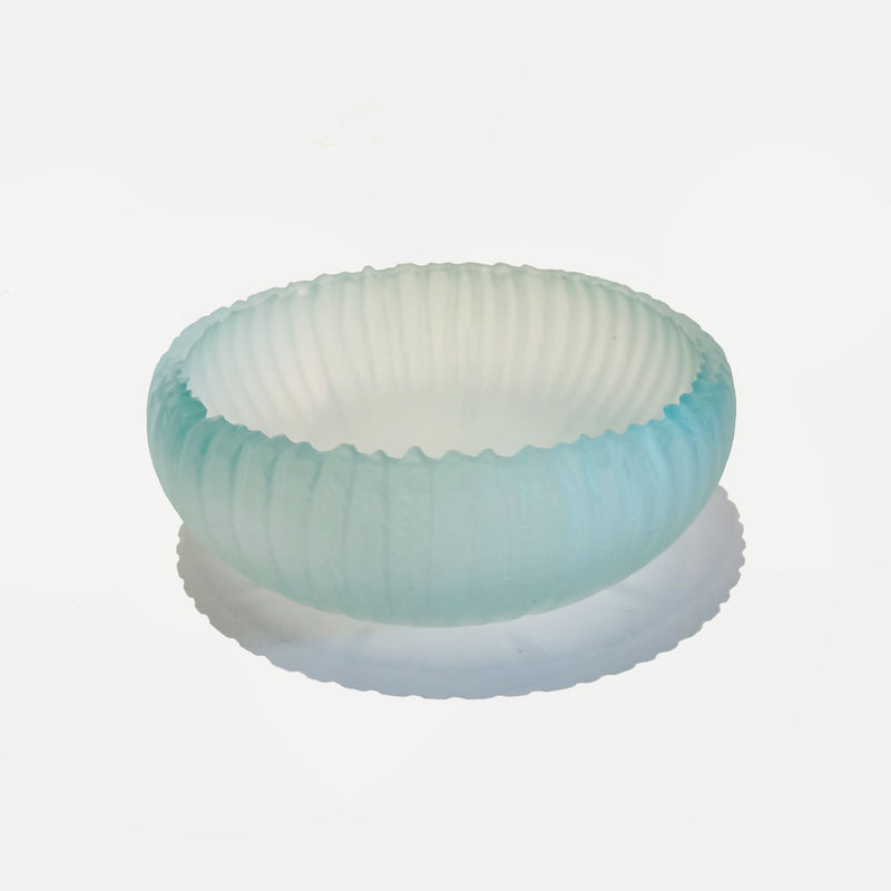 Aqua Saw Carved Bowl - Petroff Gallery - Glass Art