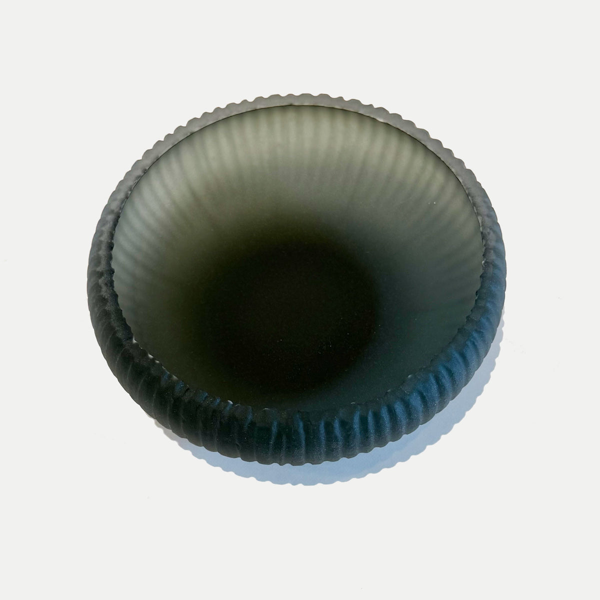 Grey Saw Carved Bowl Top View - Petroff Gallery - Glass Art