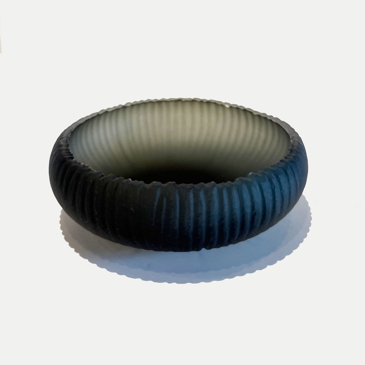 Grey Saw Carved Bowl - Petroff Gallery - Glass Art